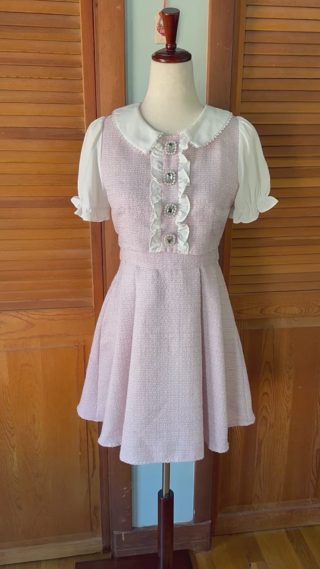 J-fashion Ank Rouge Jirai Kei Rosangata Gyaru Harajuku Pink Tweed Dress M