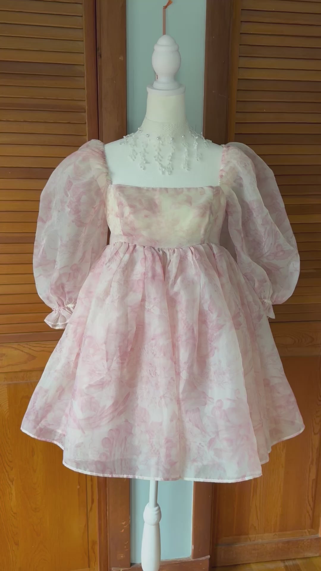 Selkie Cottagecore Romantic Fairycore Pink Floral Puff Sleeve Dress S