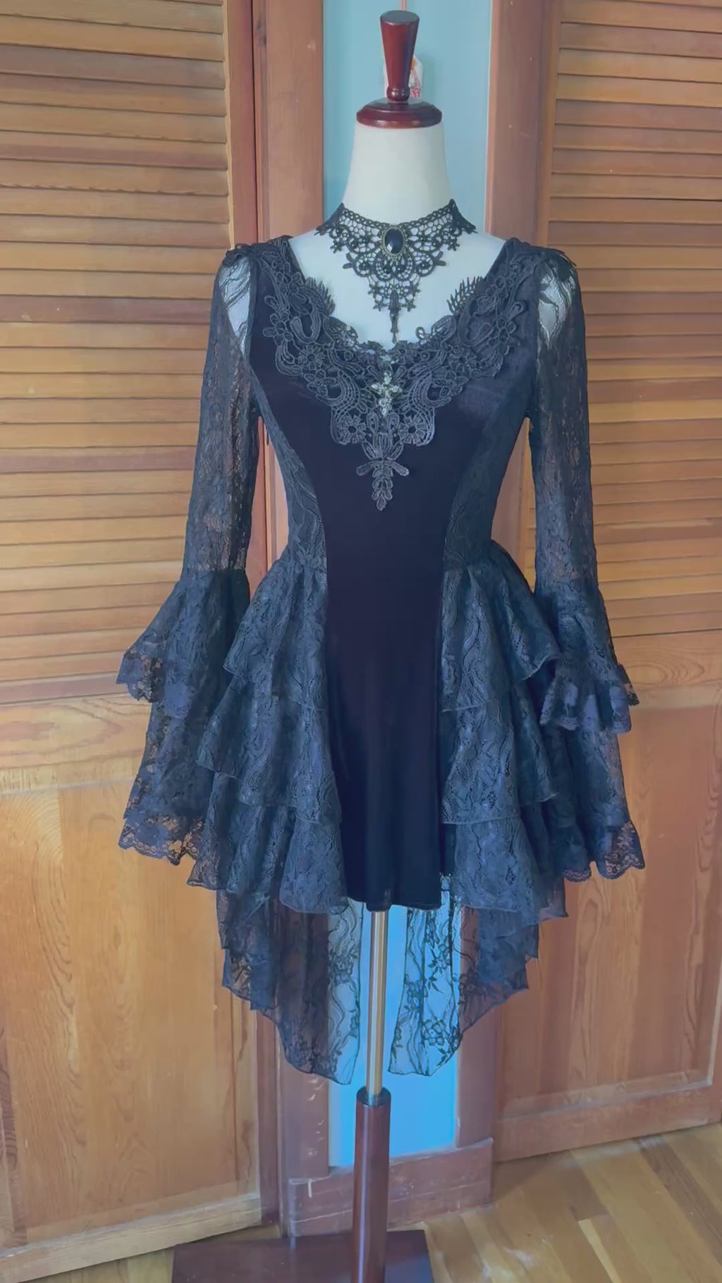 Dark In Love Gothic Victorian Dark Temptations Velvet Lace Bell Sleeve Dress