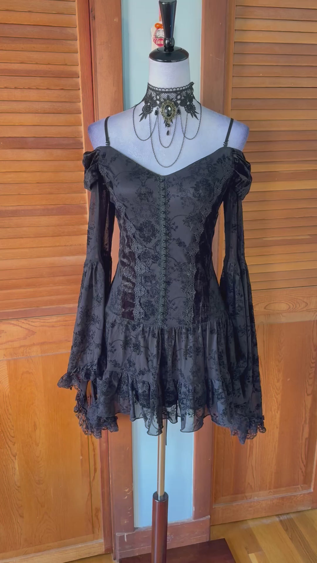 Dark In Love Gothic Victorian Dark Fairycore Black Rose Fairy Lace Mini Dress S