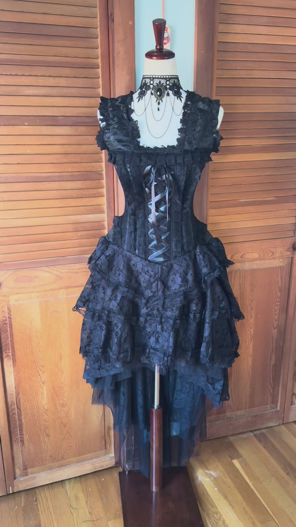 Burleska Gothic Victorian Renaissance Black King Brocade Lace Corset Dress