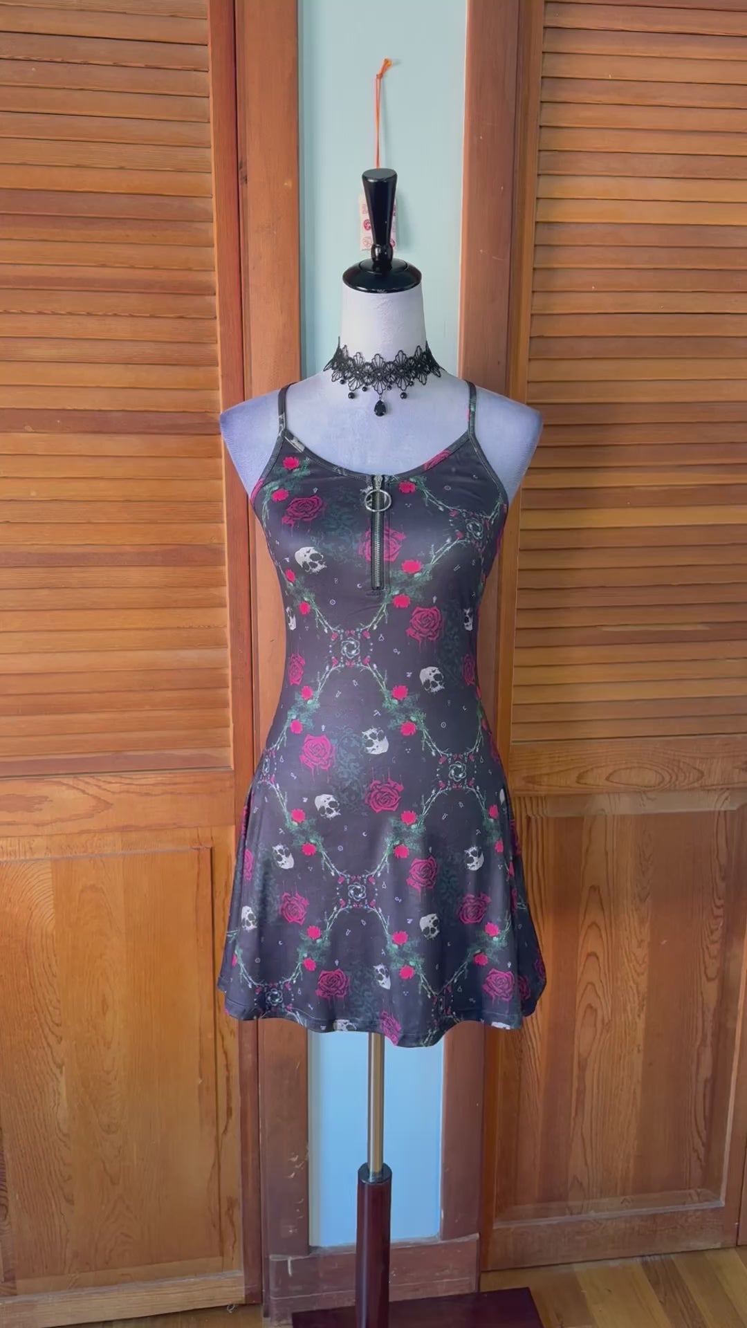 Jawbreaker Goth Punk Alt Emo Walk in the Cemetary Skull & Roses Mini Dress