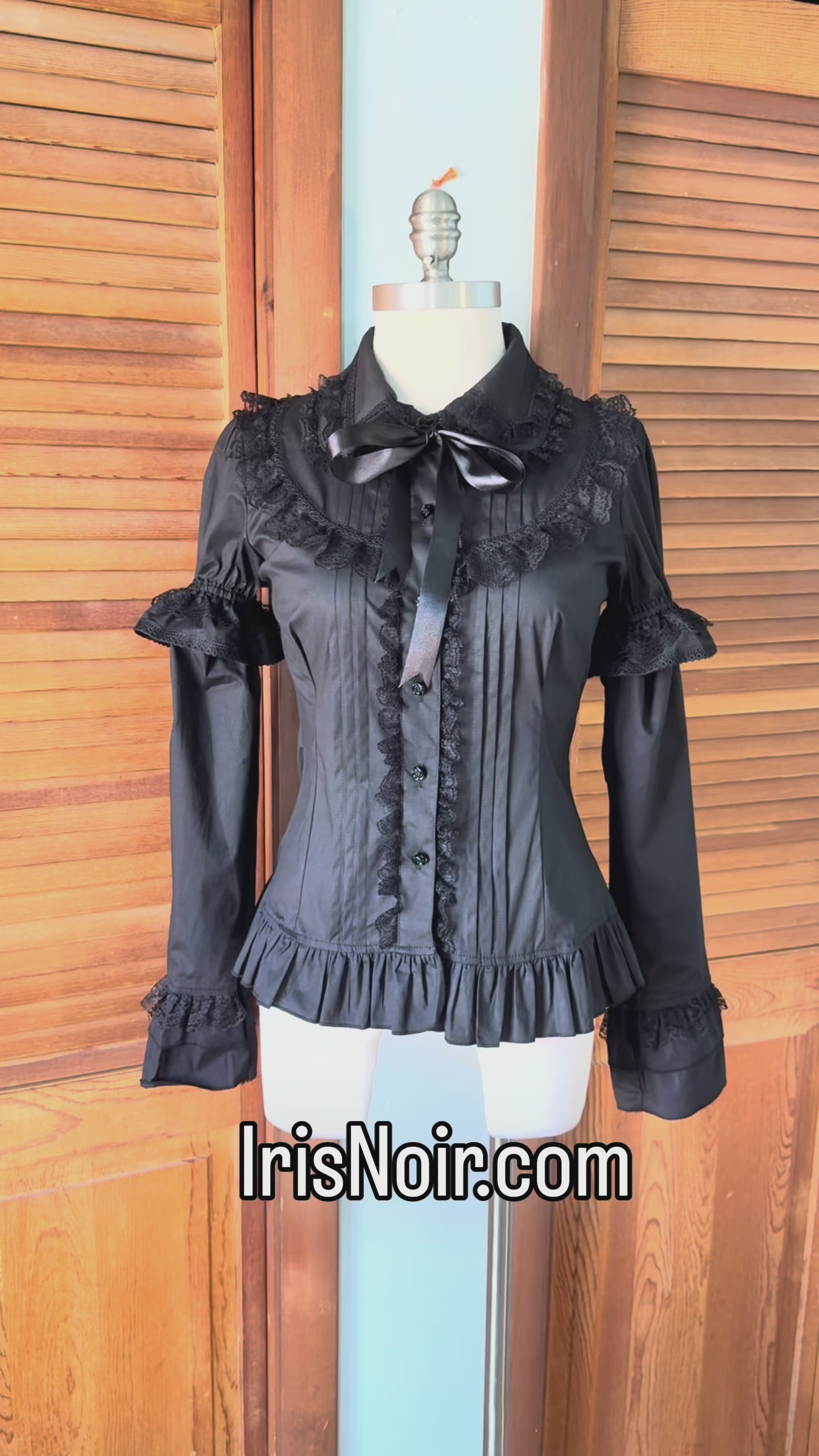 ACDC Rag Gothic Lolita EGL Aristocrat Black Bow Ruffle Transformer Shirt M