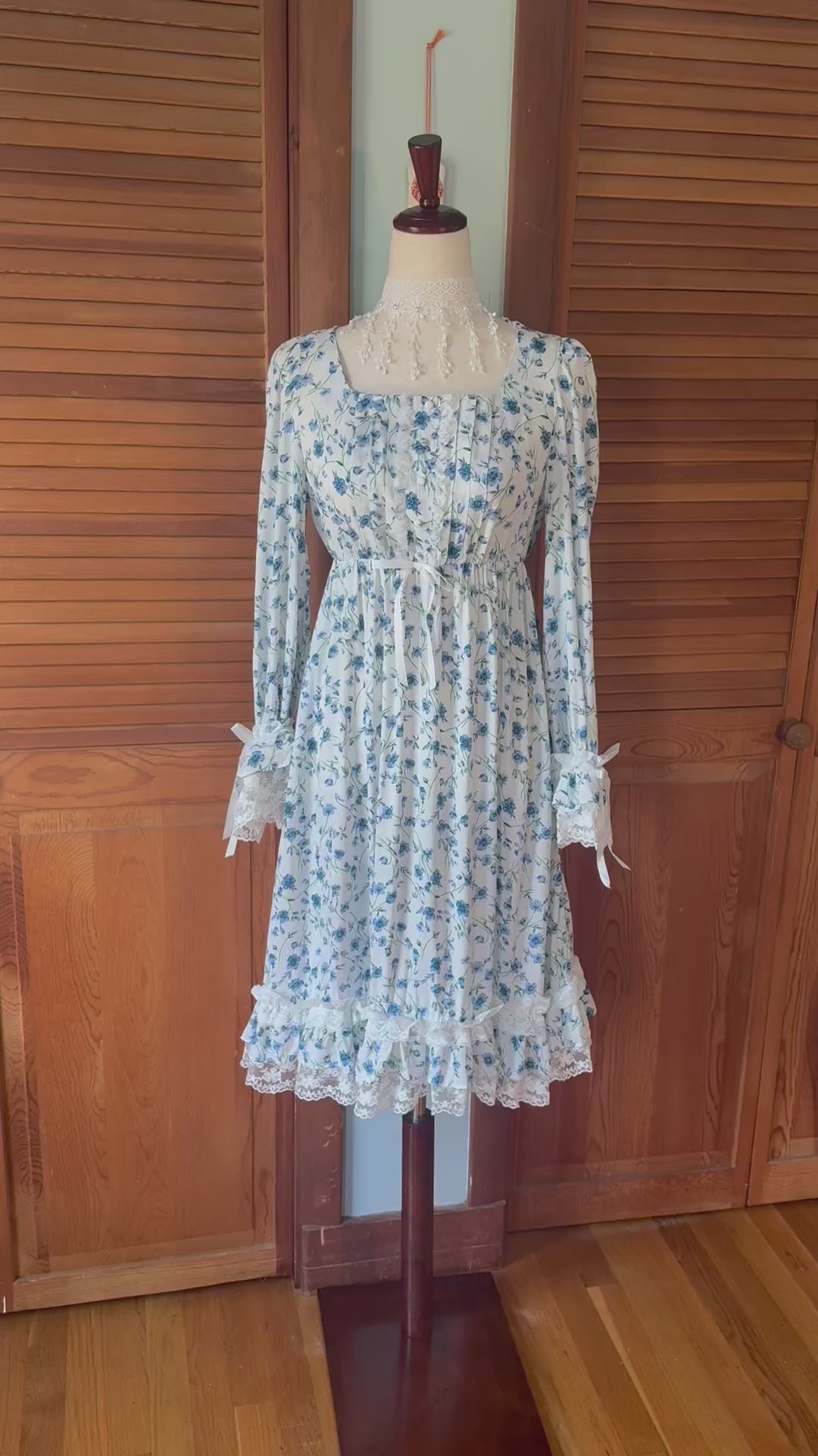 Bodyline J-fashion Gyaru Fairycore Kawaii Dolly White & Blue Floral Dress