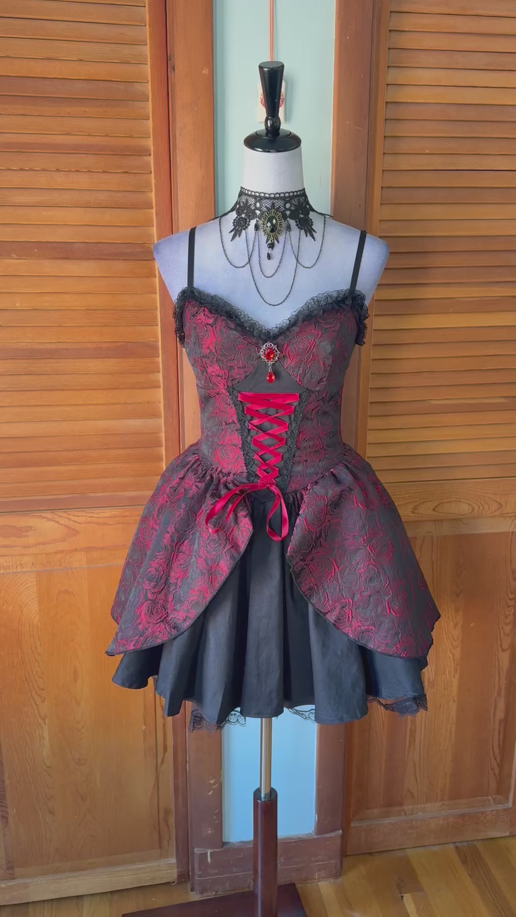 Gothic Victorian Vampire EGL Dark Fairycore Blood Roses Mini Dress + Petticoat