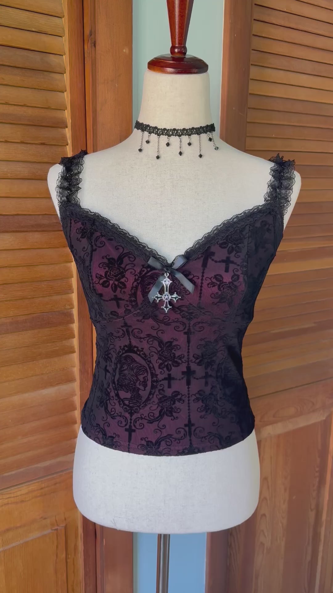 Gothic Lolita Victorian Vkei Dead Princess Cross & Bow Tank Cami Top