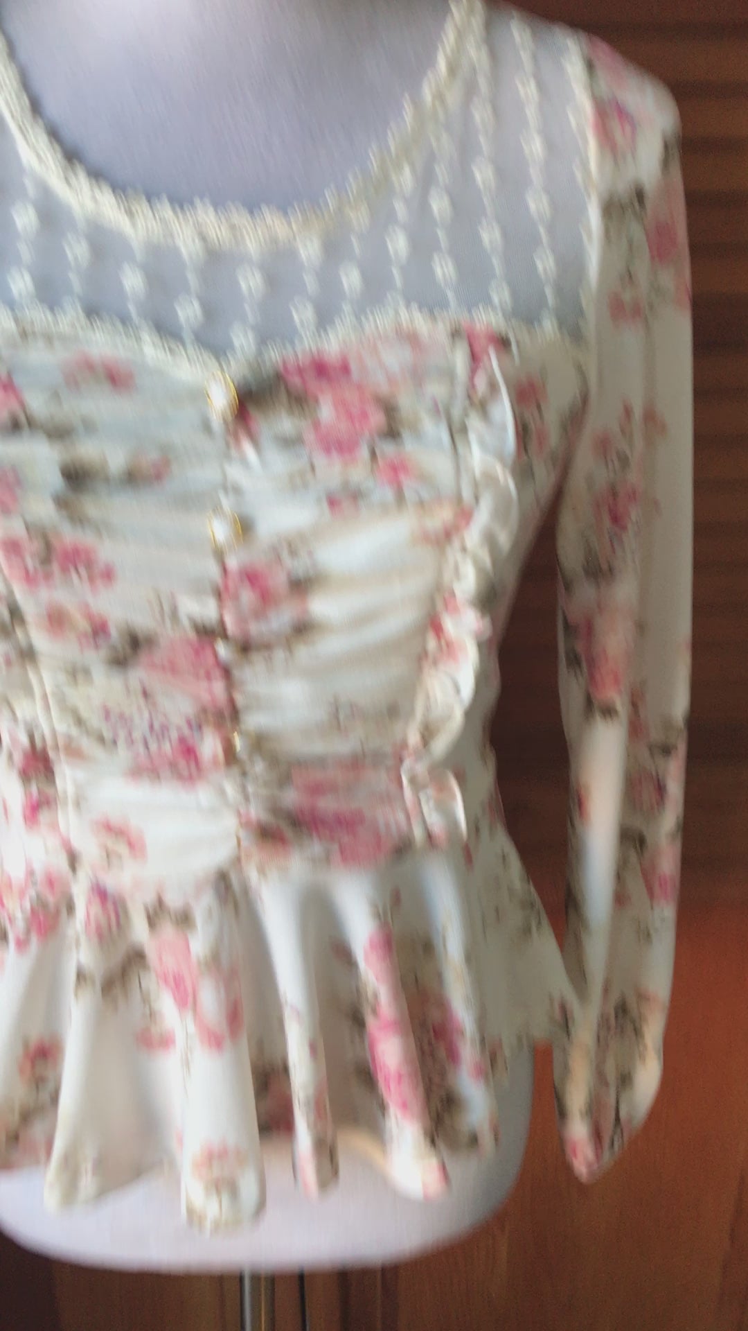Liz Lisa Style Victorian Lolita Kawaii J-fashion White Pink Rose Peplum Top S