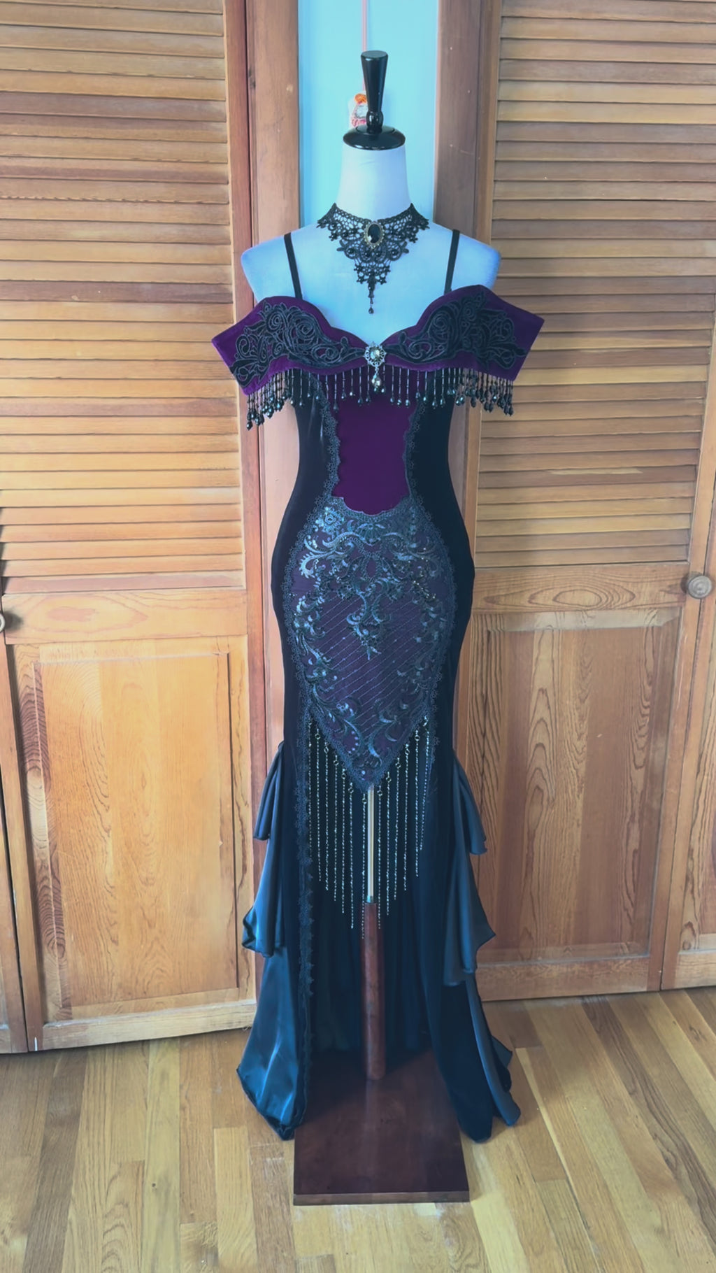 Devil Fashion Gothic Victorian 'Vampire Masquerade' Purple Black Velvet Gown