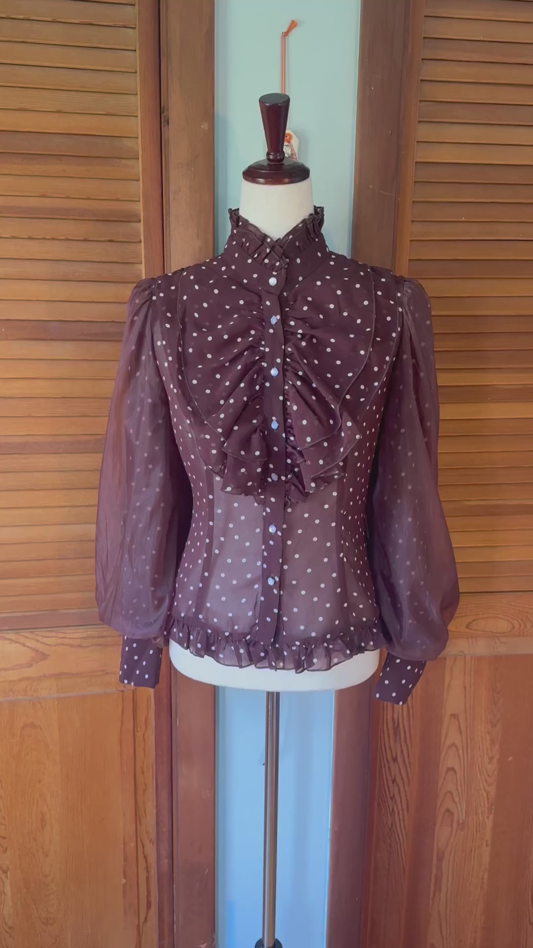 Bodyline J-fashion Gyaru Dollcore Lolita EGL Harjuku Brown Polka Dot Shirt L