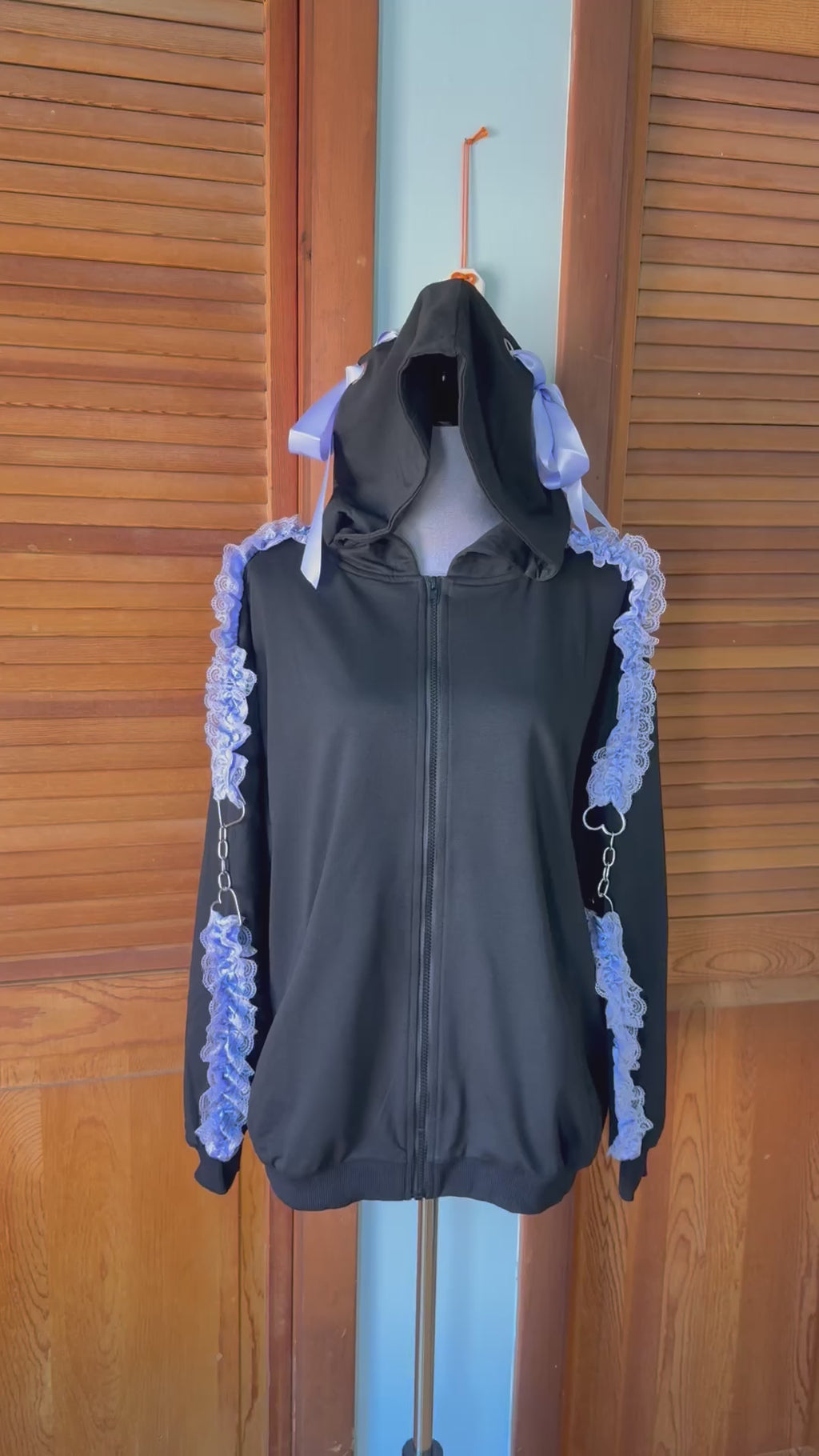 ACDC Rag Lolita EGL Goth Punk Emo Yami Kawaii Ground Mine Zip Ruffle Hoodie
