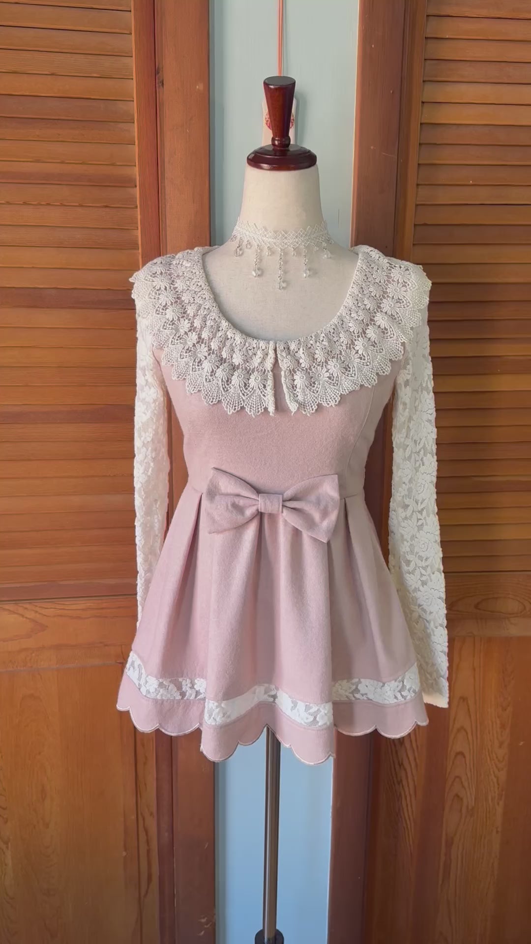Liz Lisa J-Fashion Kawaii Jirai Gyaru Dollcore Pink White Lace Bow Tunic Dress S