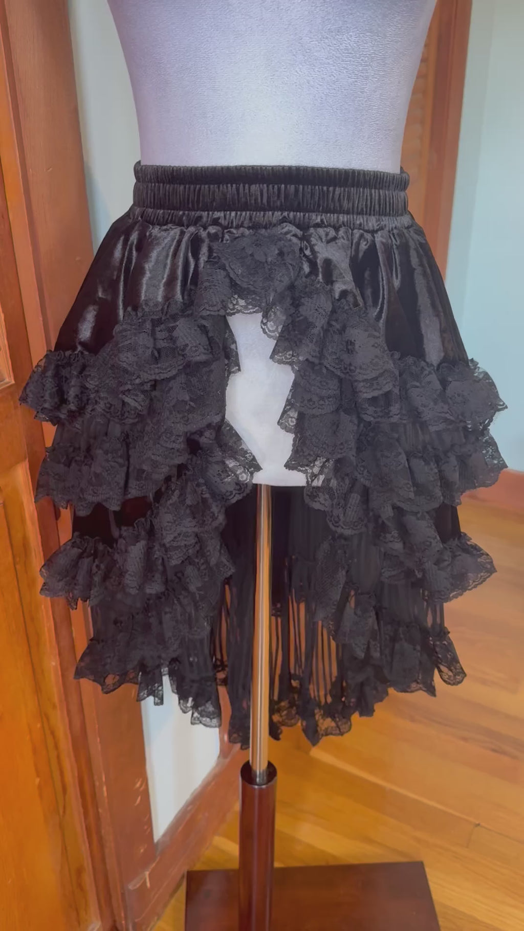 Dark in Love Blissful Billows Black Velveteen & Lace Gothic Overskirt