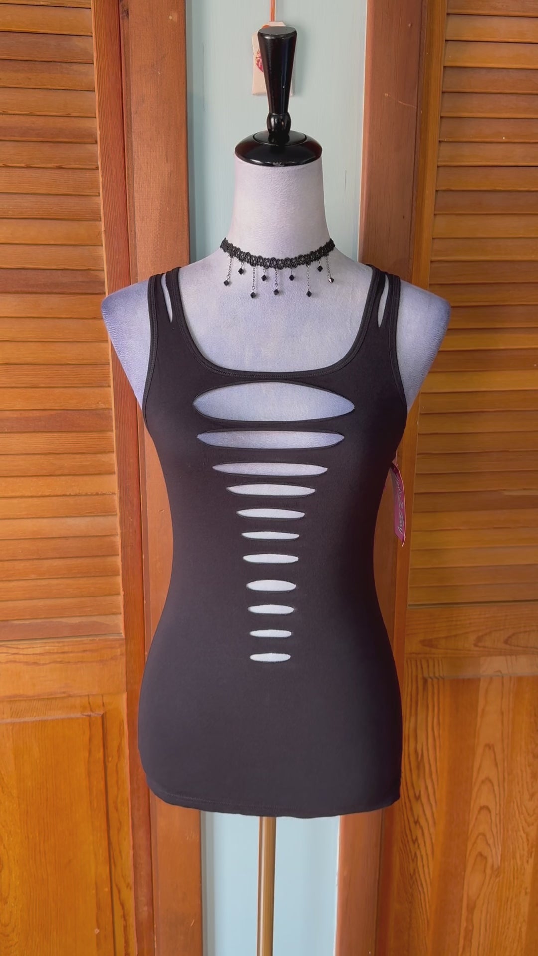 Demi Loon Punk Goth Emo Grunge "Gothique" Slashed Cutout Festival Tank