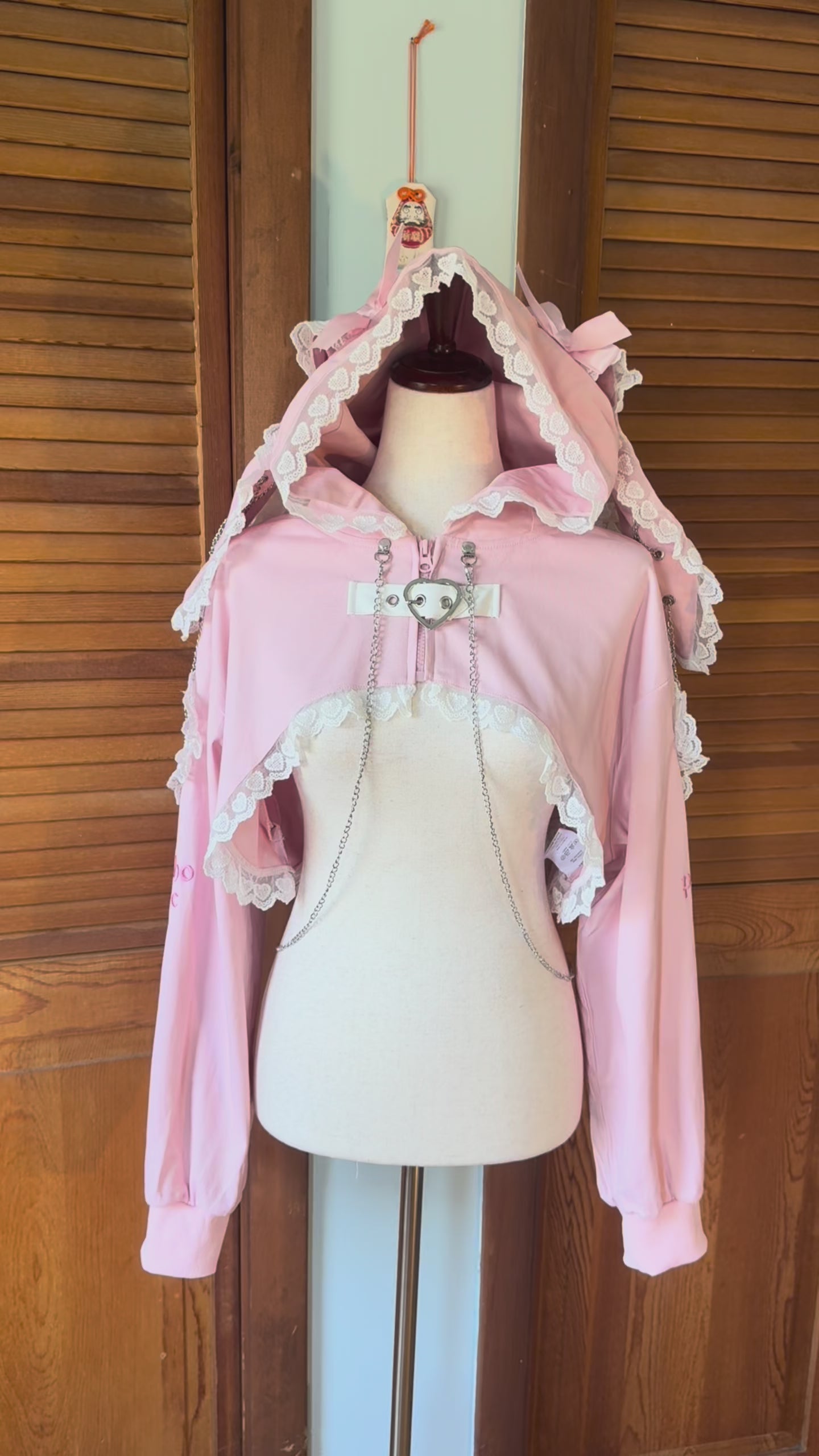 ACDC Rag J-Fashion Gyaru EGL Punk Bunny Heart Cross Bows PINK Hoodie Jacket