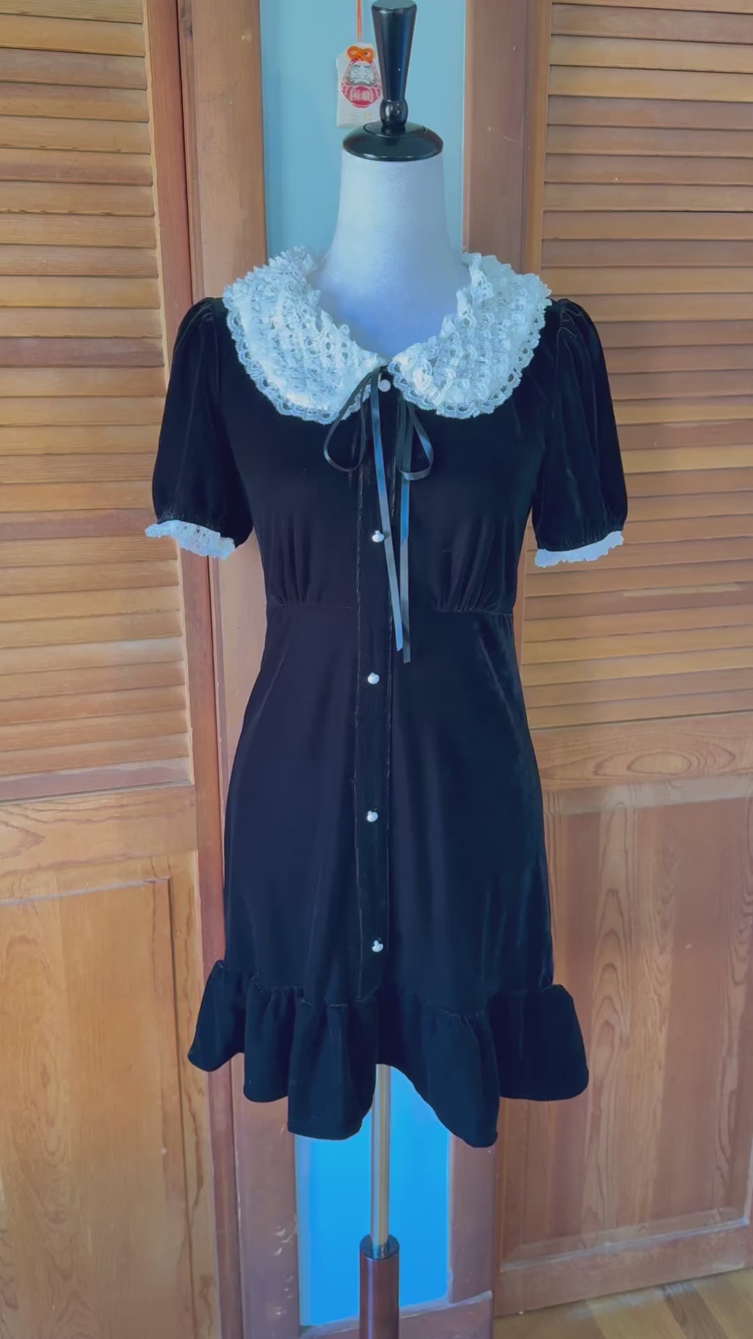 Killstar Gothic Lolita Punk Halloween Wednesday Addams Black Velvet Dress