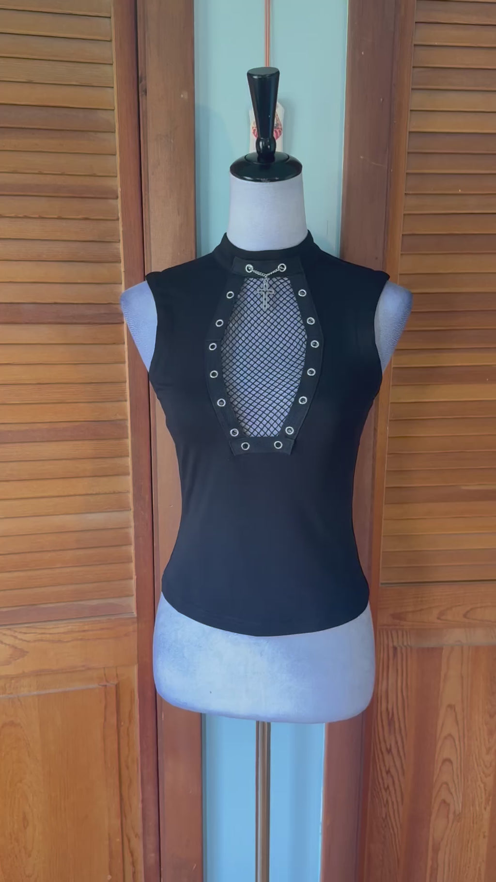 Dark in Love Goth Punk Emo Vkei Black Coffin Chain Cross Muscle Top