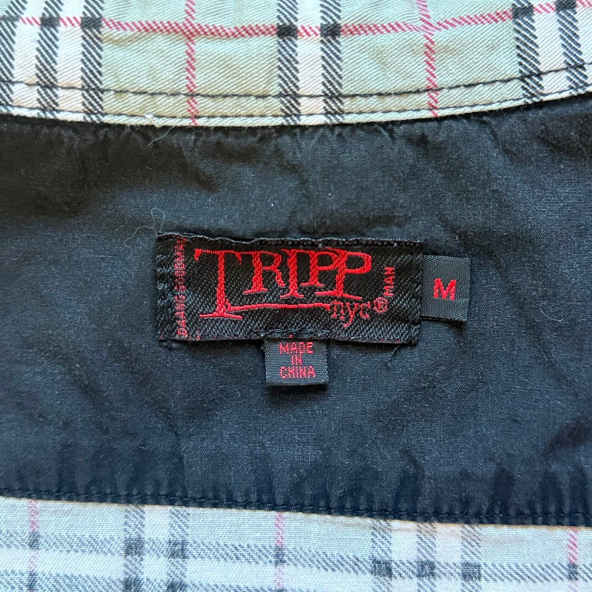 Vintage Tripp NYC Punk Goth Y2K Gray Plaid Cotton Unisex Shirt M-XL